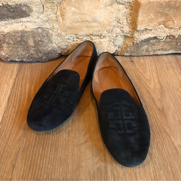 Tory Burch black suede loafers/slippers size 7.5 - Picture 1 of 6